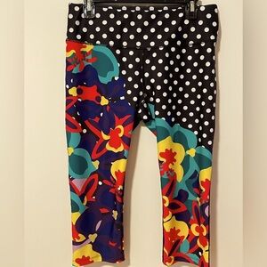 Party Polka Dot and Floral Triflare Leggings Womens L
